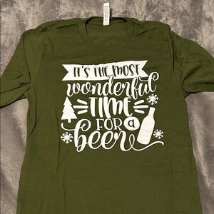 Olive Green Graphic Tee "It's The Most Wonderful Time For A Beer"